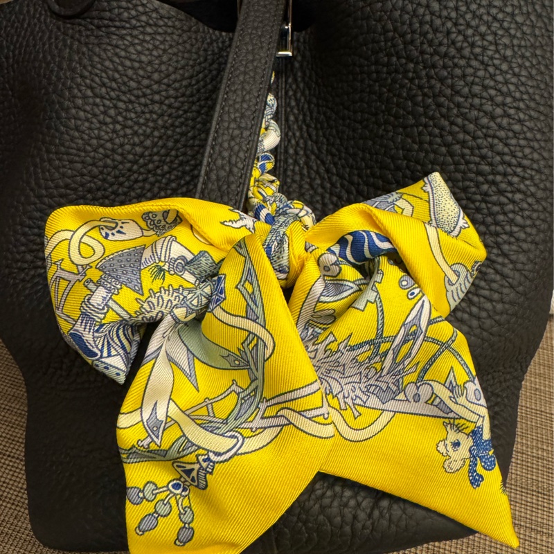 HERMES Picotin18 黑銀 stamp Y正品絲帶贈送-8