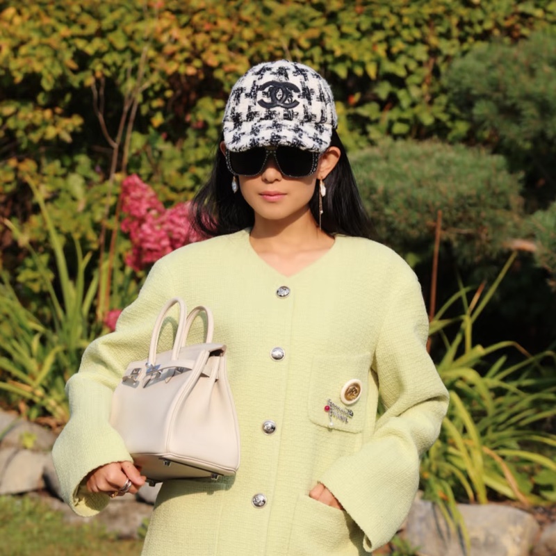 CHANEL 毛呢千鳥格經典Tweed 棒球帽鴨舌帽M🖤-1