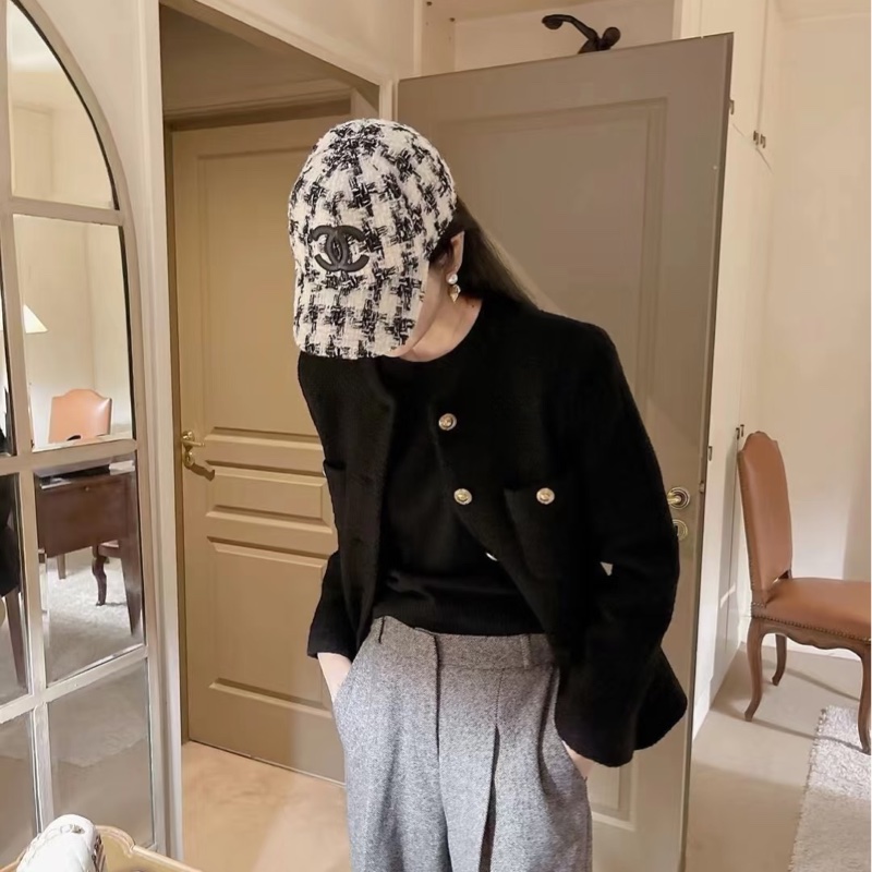 CHANEL 毛呢千鳥格經典Tweed 棒球帽鴨舌帽M🖤-2