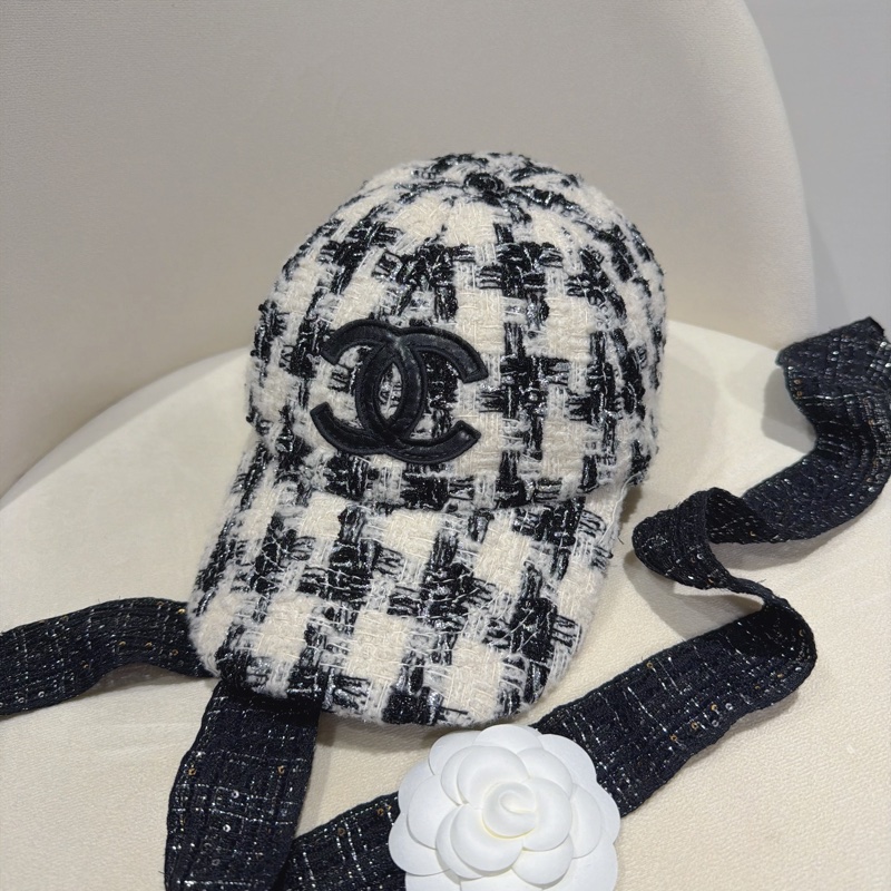 CHANEL 毛呢千鳥格經典Tweed 棒球帽鴨舌帽M🖤-6