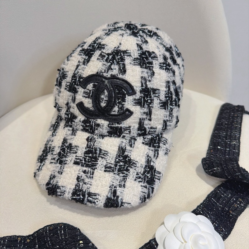 CHANEL 毛呢千鳥格經典Tweed 棒球帽鴨舌帽M🖤-7