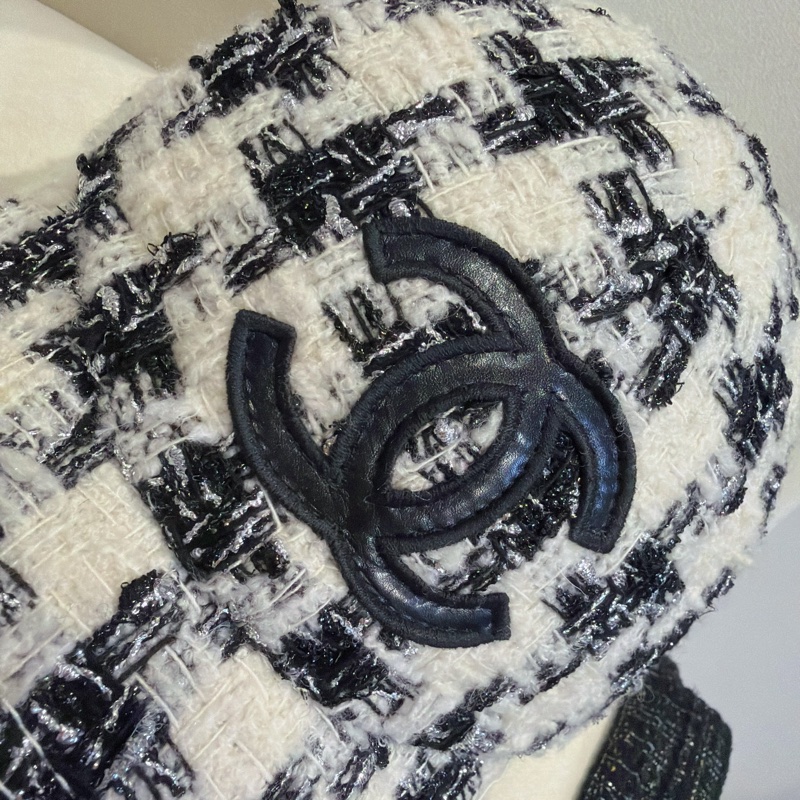 CHANEL 毛呢千鳥格經典Tweed 棒球帽鴨舌帽M🖤-8