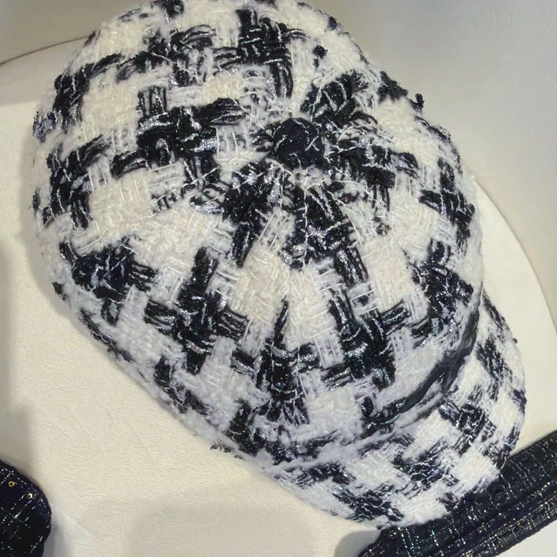 CHANEL 毛呢千鳥格經典Tweed 棒球帽鴨舌帽M🖤-13
