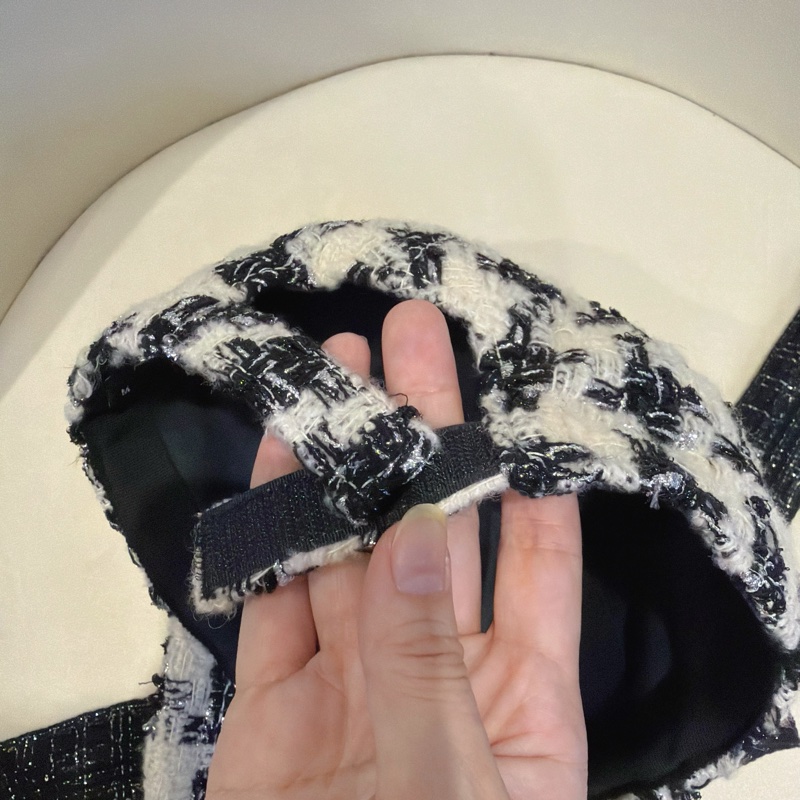 CHANEL 毛呢千鳥格經典Tweed 棒球帽鴨舌帽M🖤-14