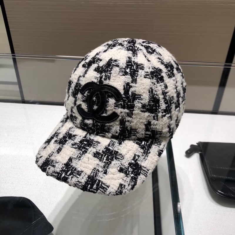 CHANEL 毛呢千鳥格經典Tweed 棒球帽🦋黑白經典-5
