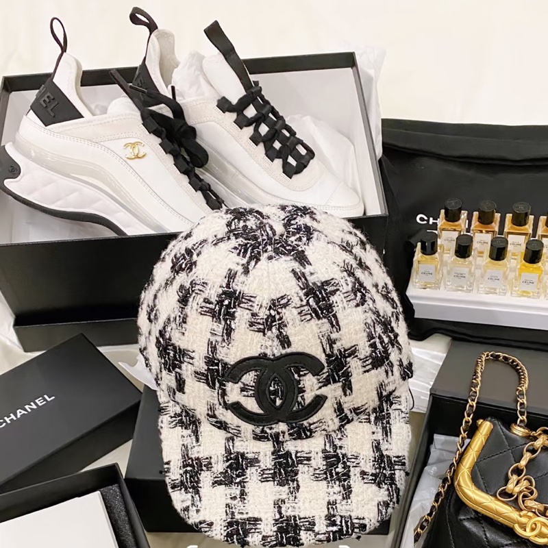 CHANEL 毛呢千鳥格經典Tweed 棒球帽🦋黑白經典-6