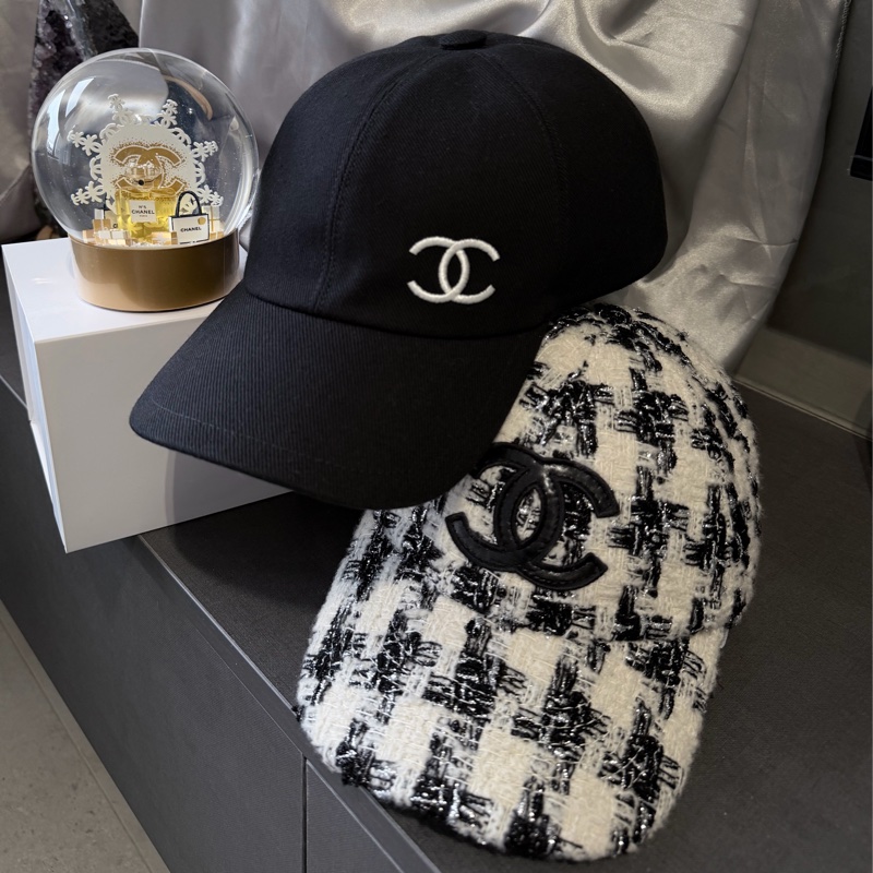 CHANEL 毛呢千鳥格經典Tweed 棒球帽🦋黑白經典-7