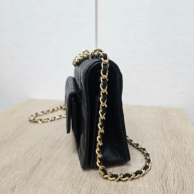 [新款甜價出❣️] Chanel黑荔枝金釦皮前口袋肩斜背Woc-1