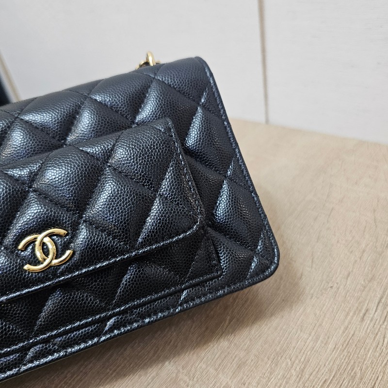 [新款甜價出❣️] Chanel黑荔枝金釦皮前口袋肩斜背Woc-5