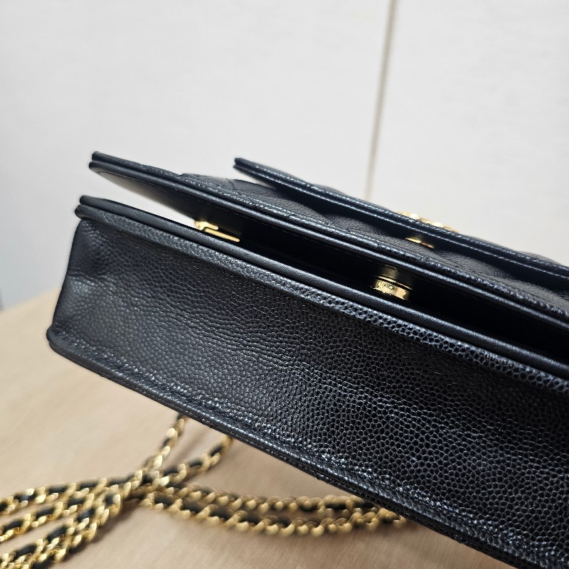 [新款甜價出❣️] Chanel黑荔枝金釦皮前口袋肩斜背Woc-7