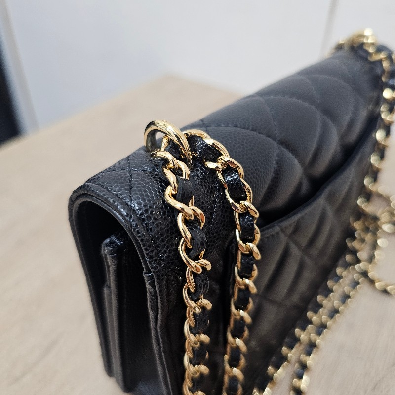 [新款甜價出❣️] Chanel黑荔枝金釦皮前口袋肩斜背Woc-8