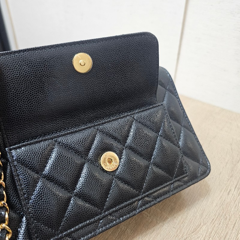 [新款甜價出❣️] Chanel黑荔枝金釦皮前口袋肩斜背Woc-9