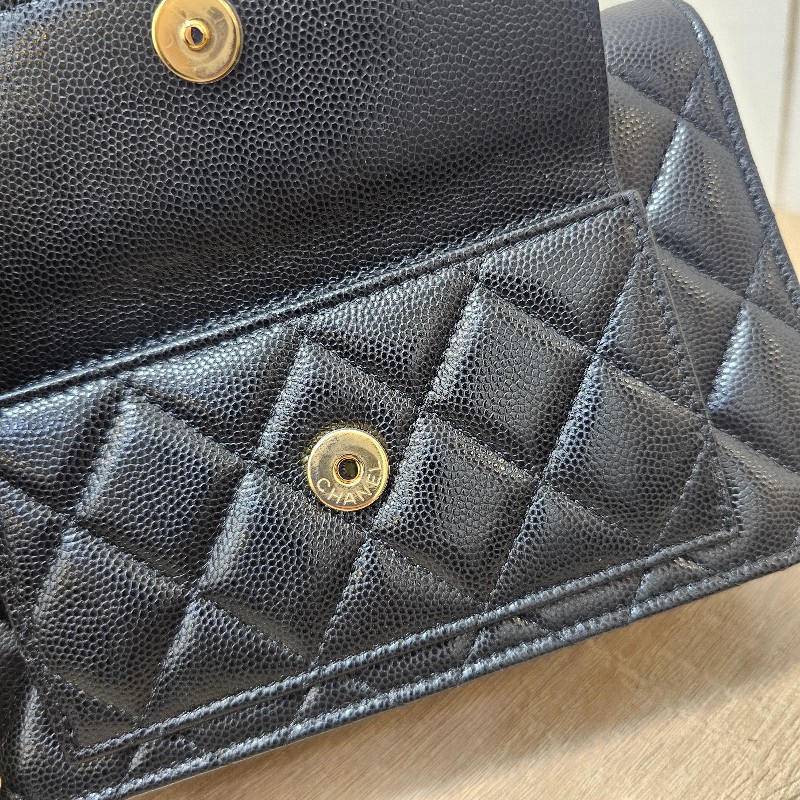 [新款甜價出❣️] Chanel黑荔枝金釦皮前口袋肩斜背Woc-10