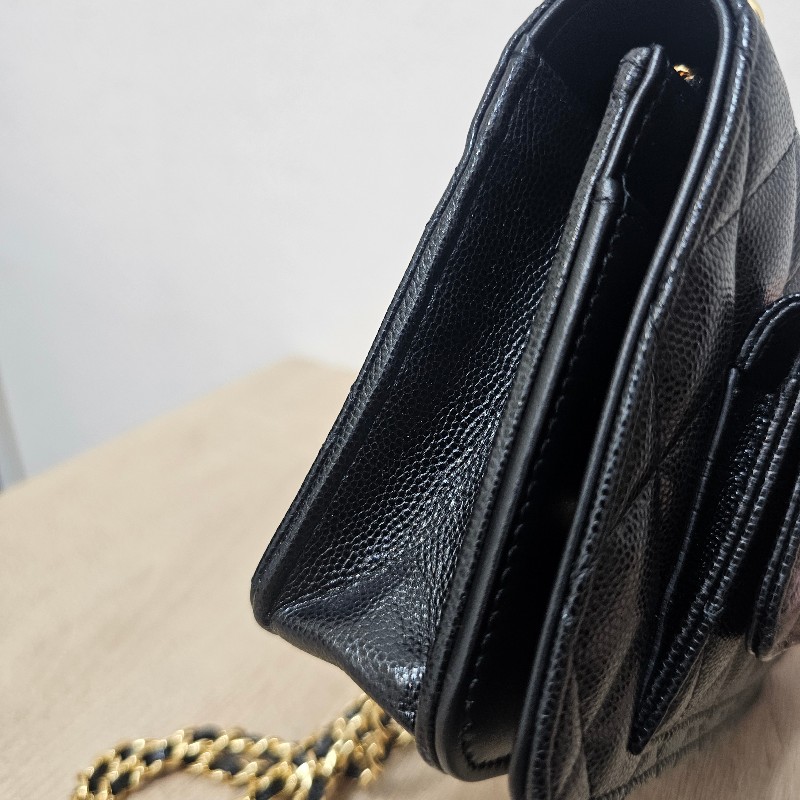 [新款甜價出❣️] Chanel黑荔枝金釦皮前口袋肩斜背Woc-18