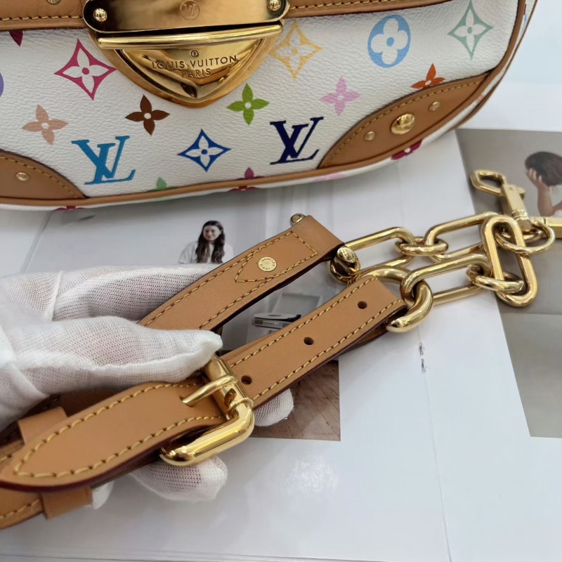 ✨🤍 LV 村上隆白三彩大號手提包 已絕版 專櫃近十萬購入-8