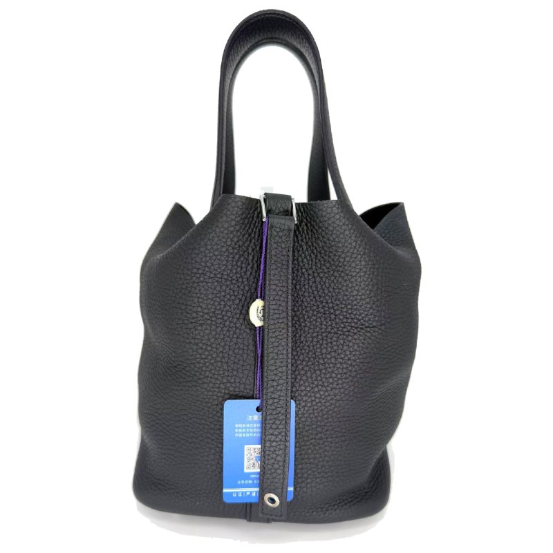 [2547] Hermès 愛馬仕 菜籃子 PICOTIN 22 黑色手提包 銀扣-1