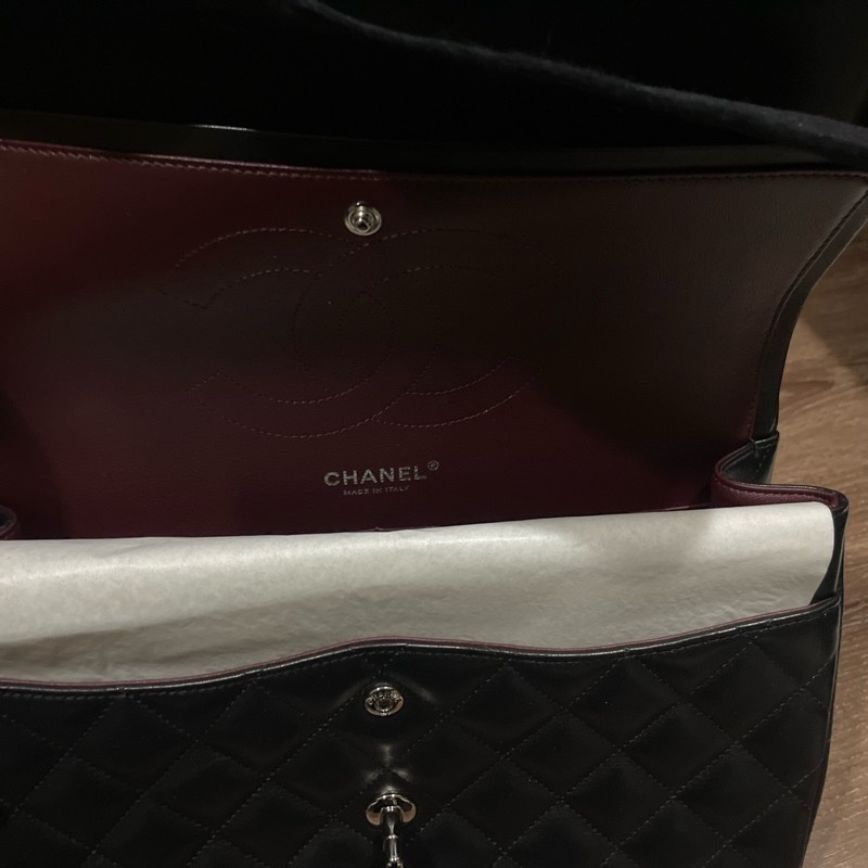 CHANEL 香奈兒 經典菱格紋小牛皮鏈帶肩背/斜背包(黑色/25CM)-3