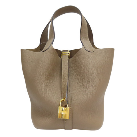 威馬犬灰 Taurillon牛皮 Picotin Lock 18 手提包 U刻 金釦【HERMES 愛馬仕】