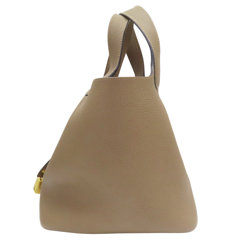 威馬犬灰 Taurillon牛皮 Picotin Lock 18 手提包 U刻 金釦【HERMES 愛馬仕】-1