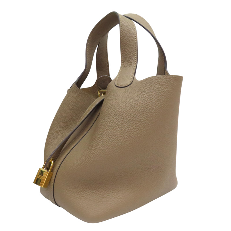 威馬犬灰 Taurillon牛皮 Picotin Lock 18 手提包 U刻 金釦【HERMES 愛馬仕】-2