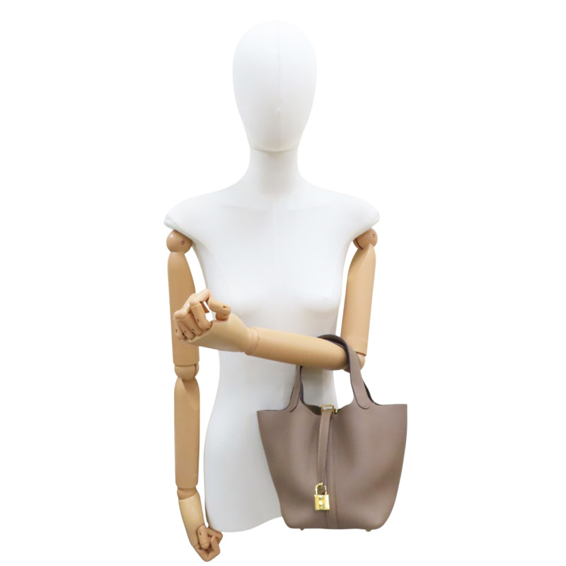 威馬犬灰 Taurillon牛皮 Picotin Lock 18 手提包 U刻 金釦【HERMES 愛馬仕】-7