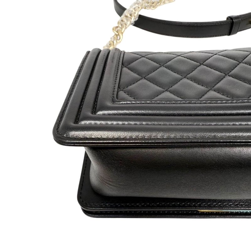 ［2440］ 香奈兒 Chanel Leboy  黑金(羊皮) 小號-9