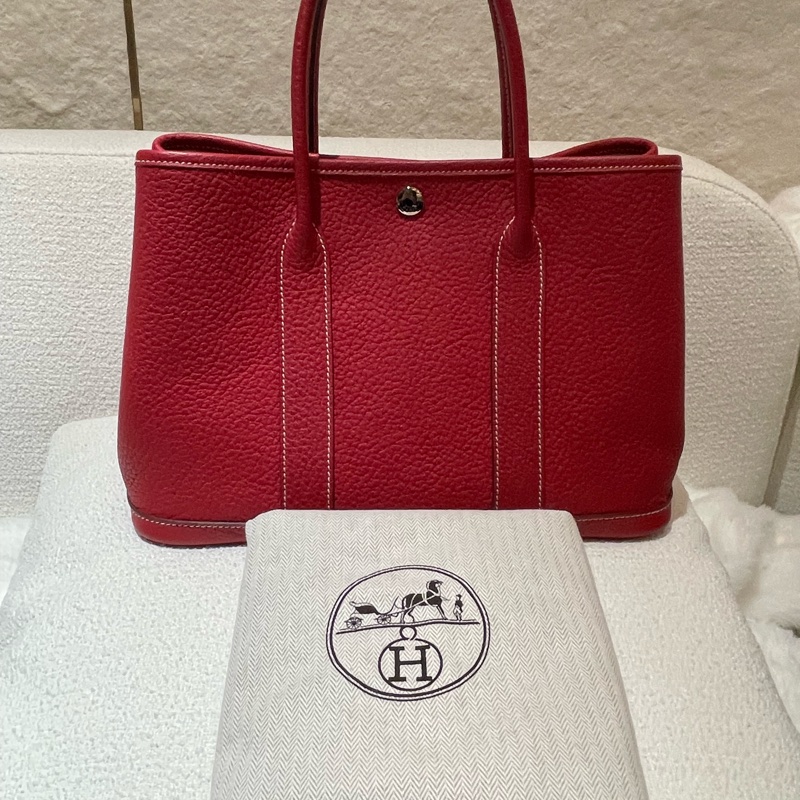 Hermès Garden Party 30 紅色花園包-15