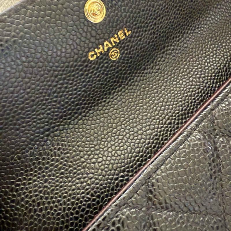 香奈兒經典荔枝皮黑長夾-2