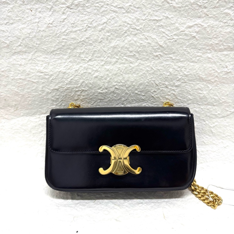 Celine 經典黑金凱旋門腋下包-0