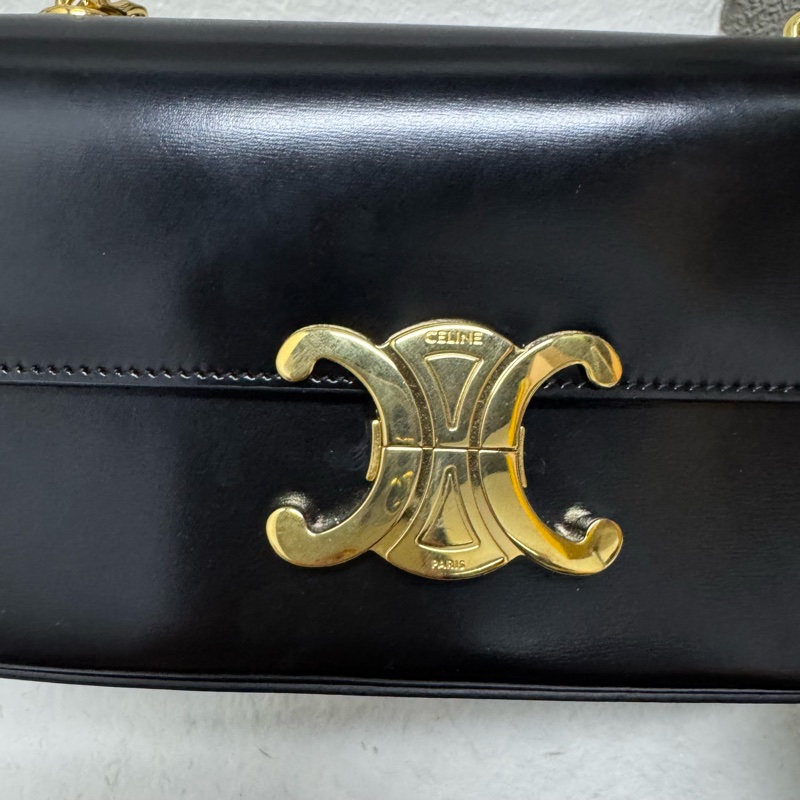 Celine 經典黑金凱旋門腋下包-5