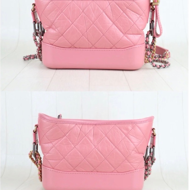 「JL精品代購」98新 Chanel 香奈兒粉流浪包-1