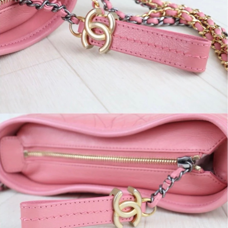 「JL精品代購」98新 Chanel 香奈兒粉流浪包-6