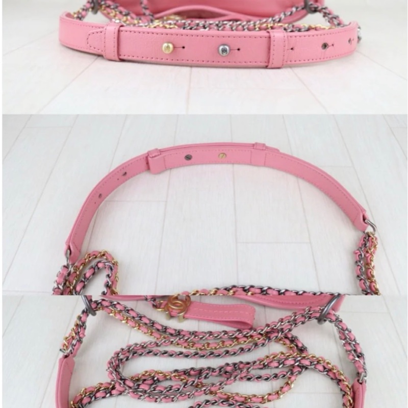 「JL精品代購」98新 Chanel 香奈兒粉流浪包-7