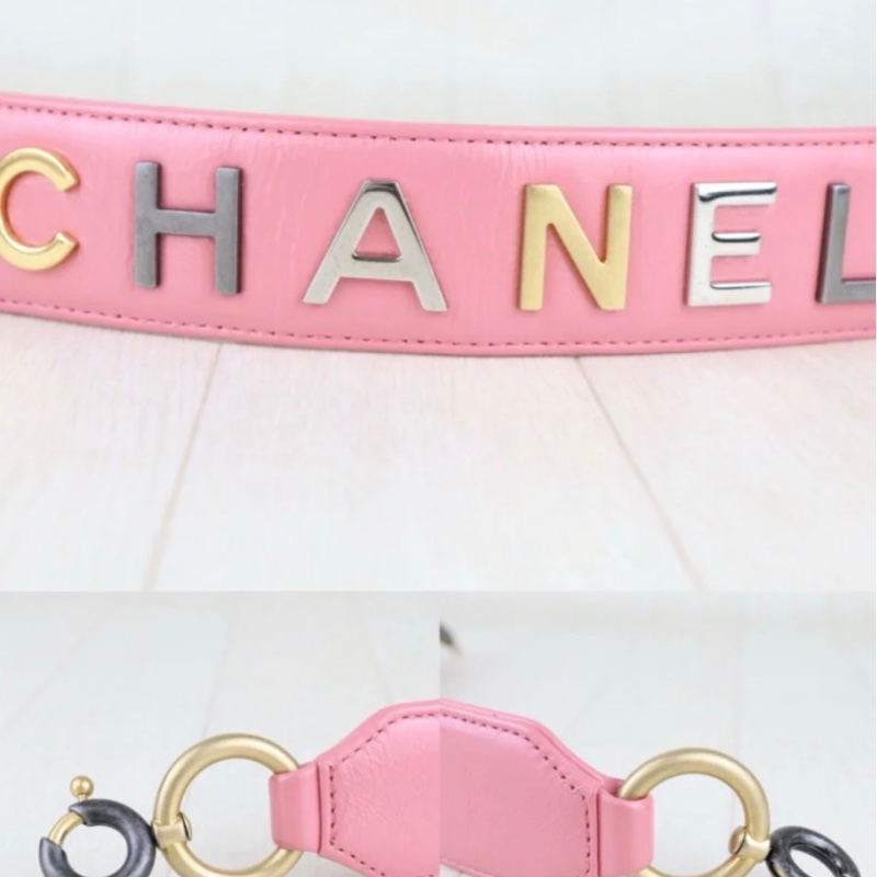 「JL精品代購」98新 Chanel 香奈兒粉流浪包-10