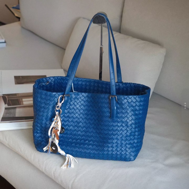 Bottega Veneta寶石藍小羊皮 皮革編織 托特包-0