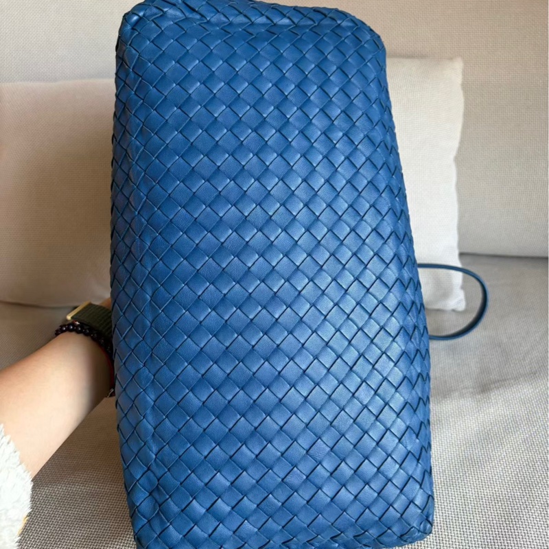 Bottega Veneta寶石藍小羊皮 皮革編織 托特包-4