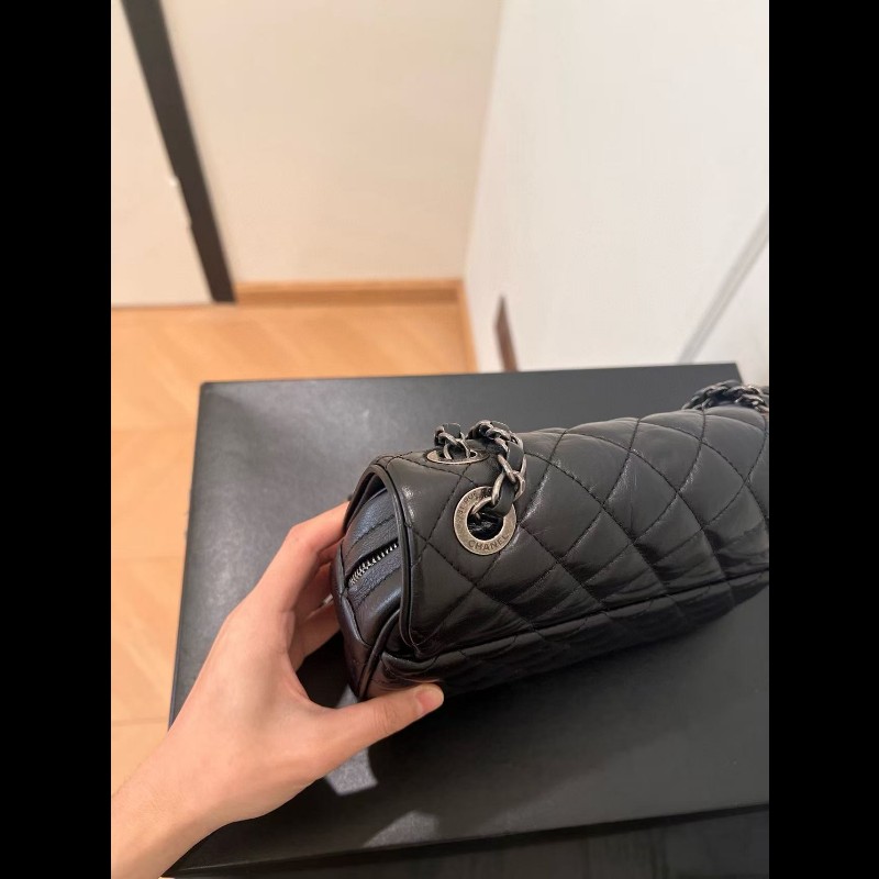 Chanel香奈兒 黑銀做舊 油蠟牛皮 mini  flap easy coco cf-15