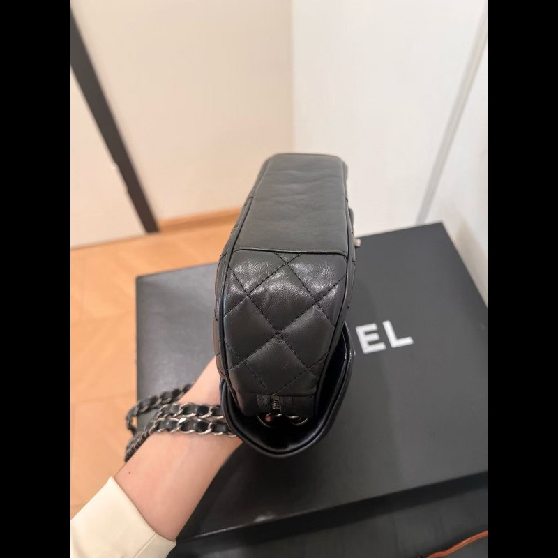 Chanel香奈兒 黑銀做舊 油蠟牛皮 mini  flap easy coco cf-16