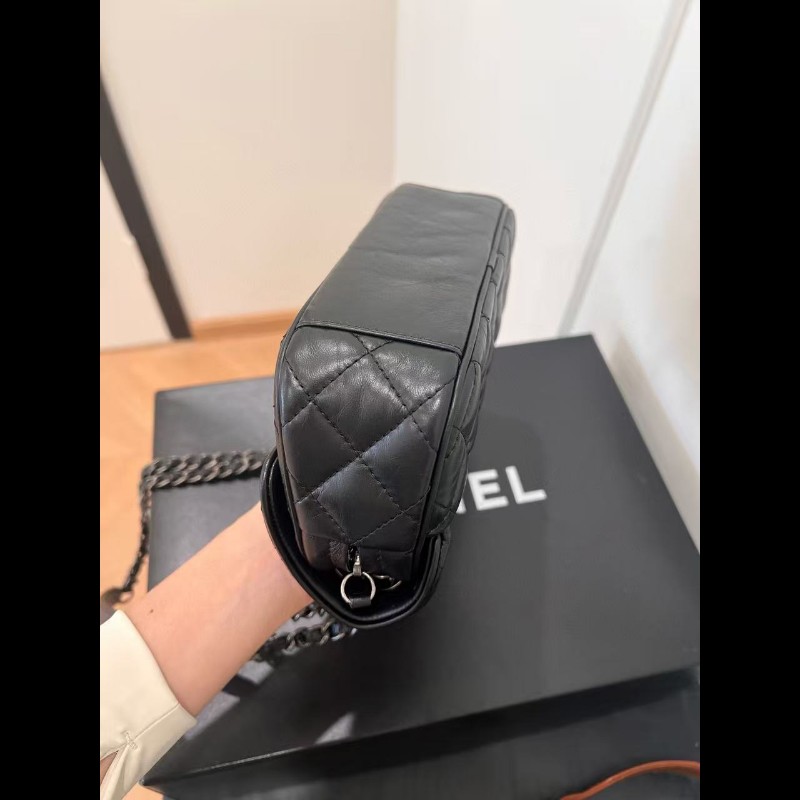 Chanel香奈兒 黑銀做舊 油蠟牛皮 mini  flap easy coco cf-17