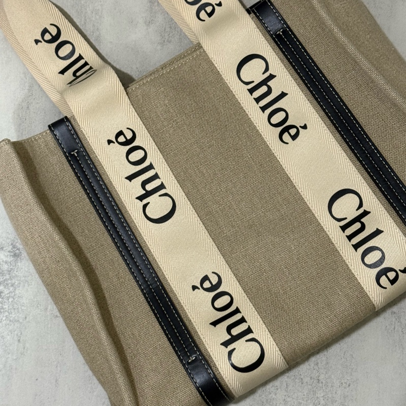 CHLOE WOODY tote中款帆布包-5