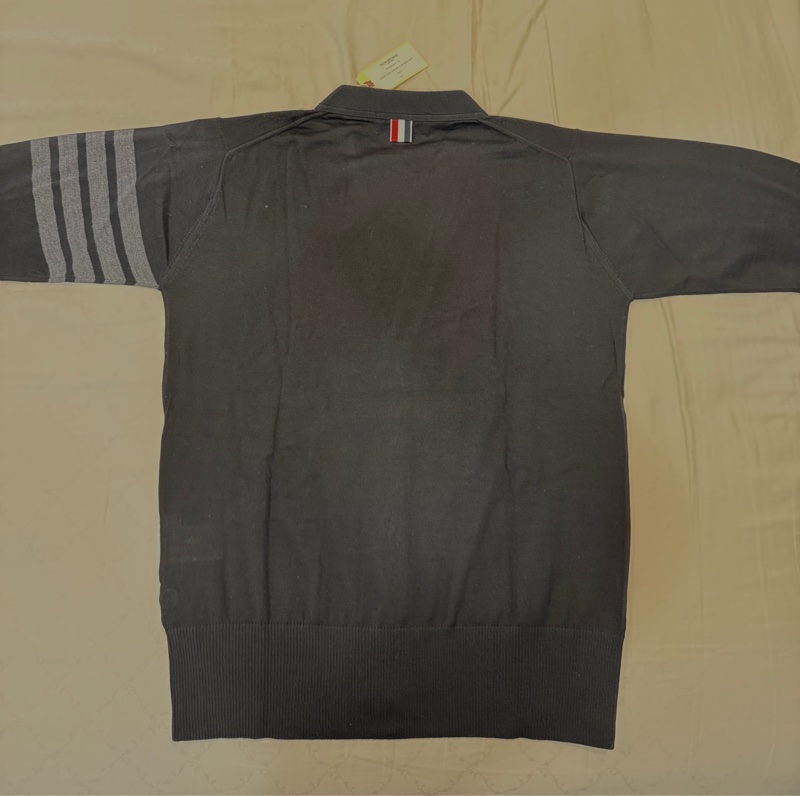 全新未使用品-Thom Browne 黑色4 Bar(灰)開襟羊毛上衣-5