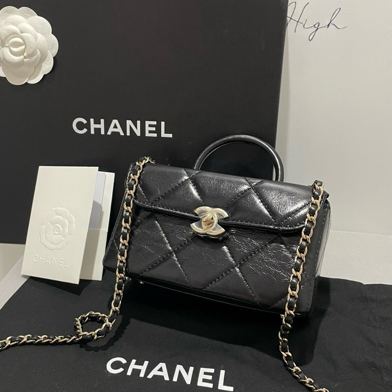 ✨Chanel 黑金油蠟皮 醫生包 盒子包 99新 晶片款🤍-5