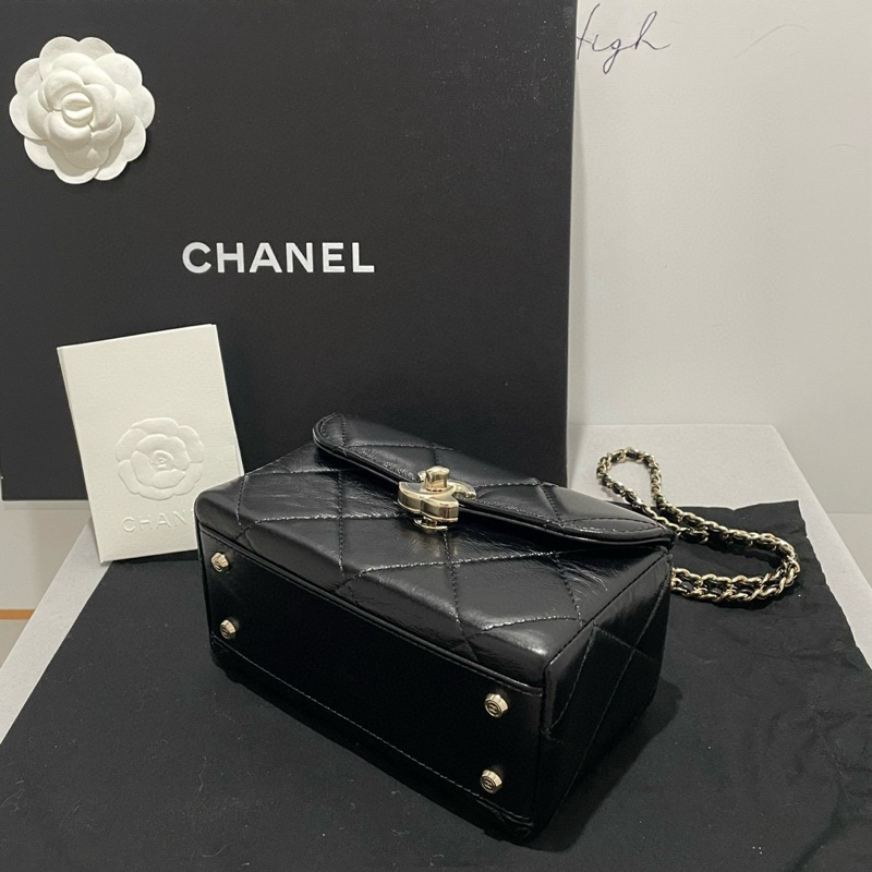 ✨Chanel 黑金油蠟皮 醫生包 盒子包 99新 晶片款🤍-6