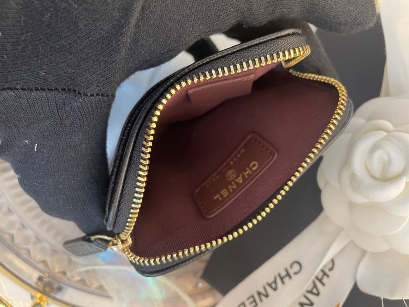 CHANEL黑金小牛皮吐司零錢包-3