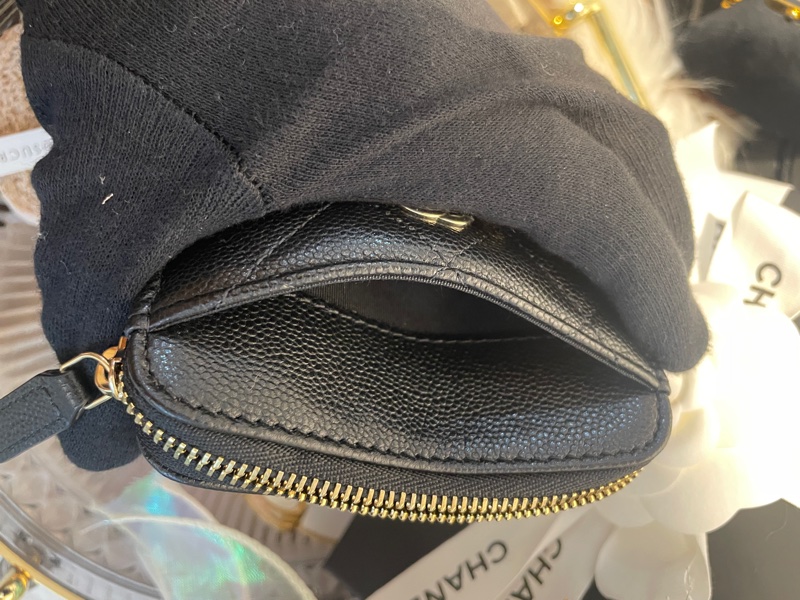 CHANEL黑金小牛皮吐司零錢包-4