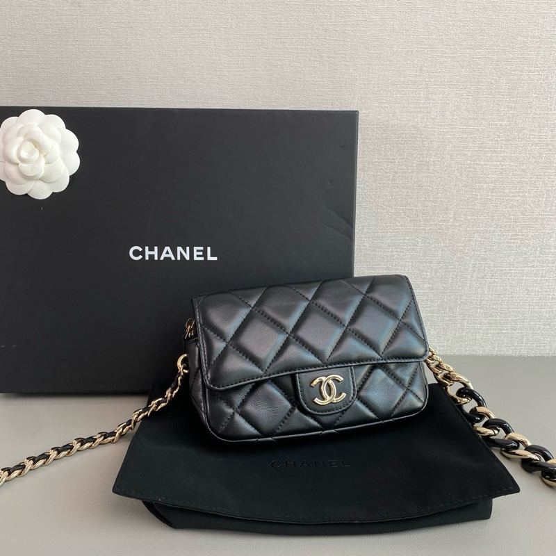 ✨Chanel 黑金羊皮woc 粗細鏈二合一 98新 有保卡🤍-3