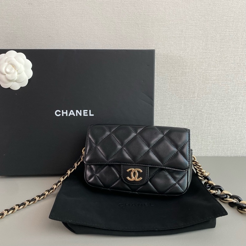 ✨Chanel 黑金羊皮woc 粗細鏈二合一 98新 有保卡🤍-4