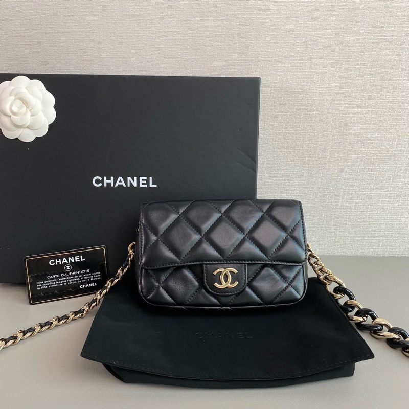 ✨Chanel 黑金羊皮woc 粗細鏈二合一 98新 有保卡🤍-1