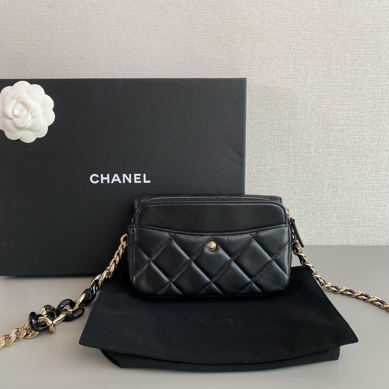 ✨Chanel 黑金羊皮woc 粗細鏈二合一 98新 有保卡🤍-4