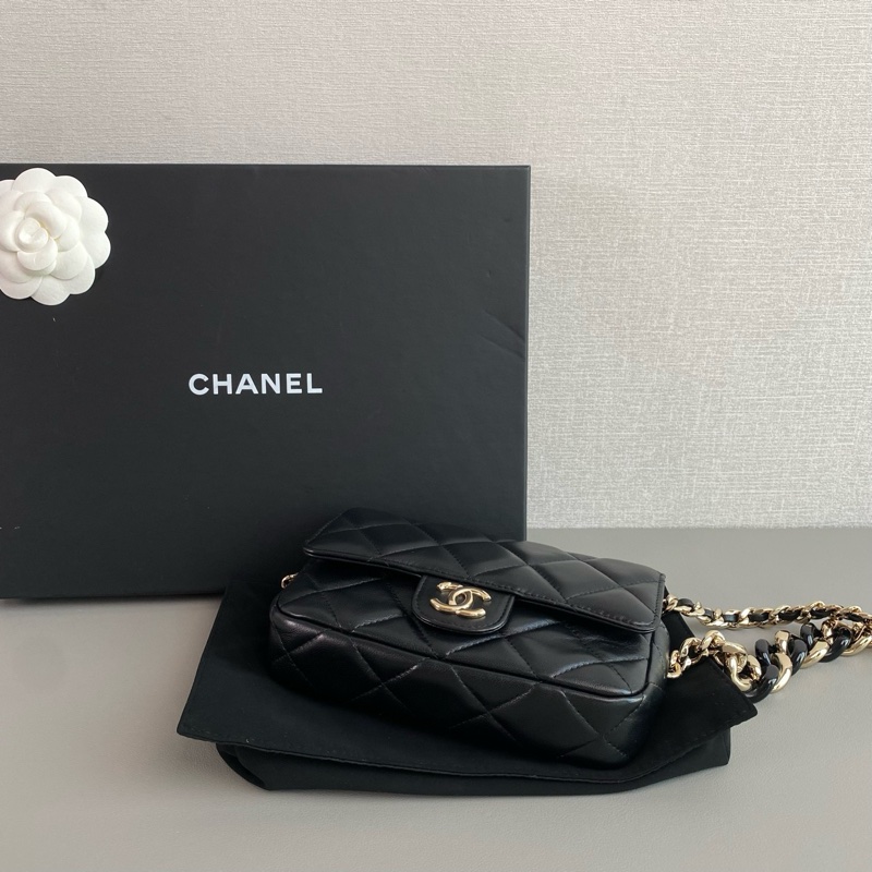 ✨Chanel 黑金羊皮woc 粗細鏈二合一 98新 有保卡🤍-5
